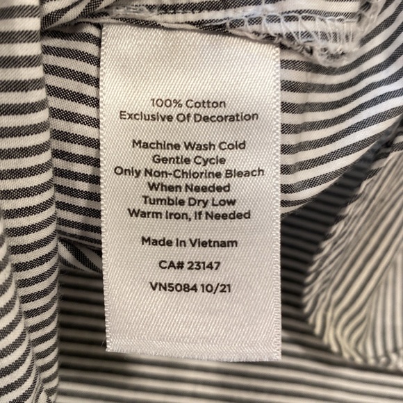 Talbots Plus Chambray Stripe Popover Tunic with 3/4 Sleeves with Lace and Ties - Picture 7 of 7